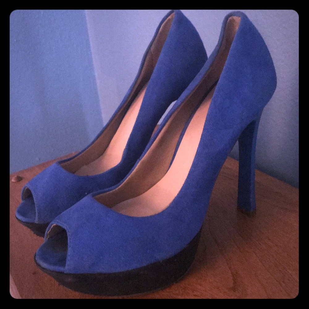 Brazilian Blue peek toe heels by Suzana Santos